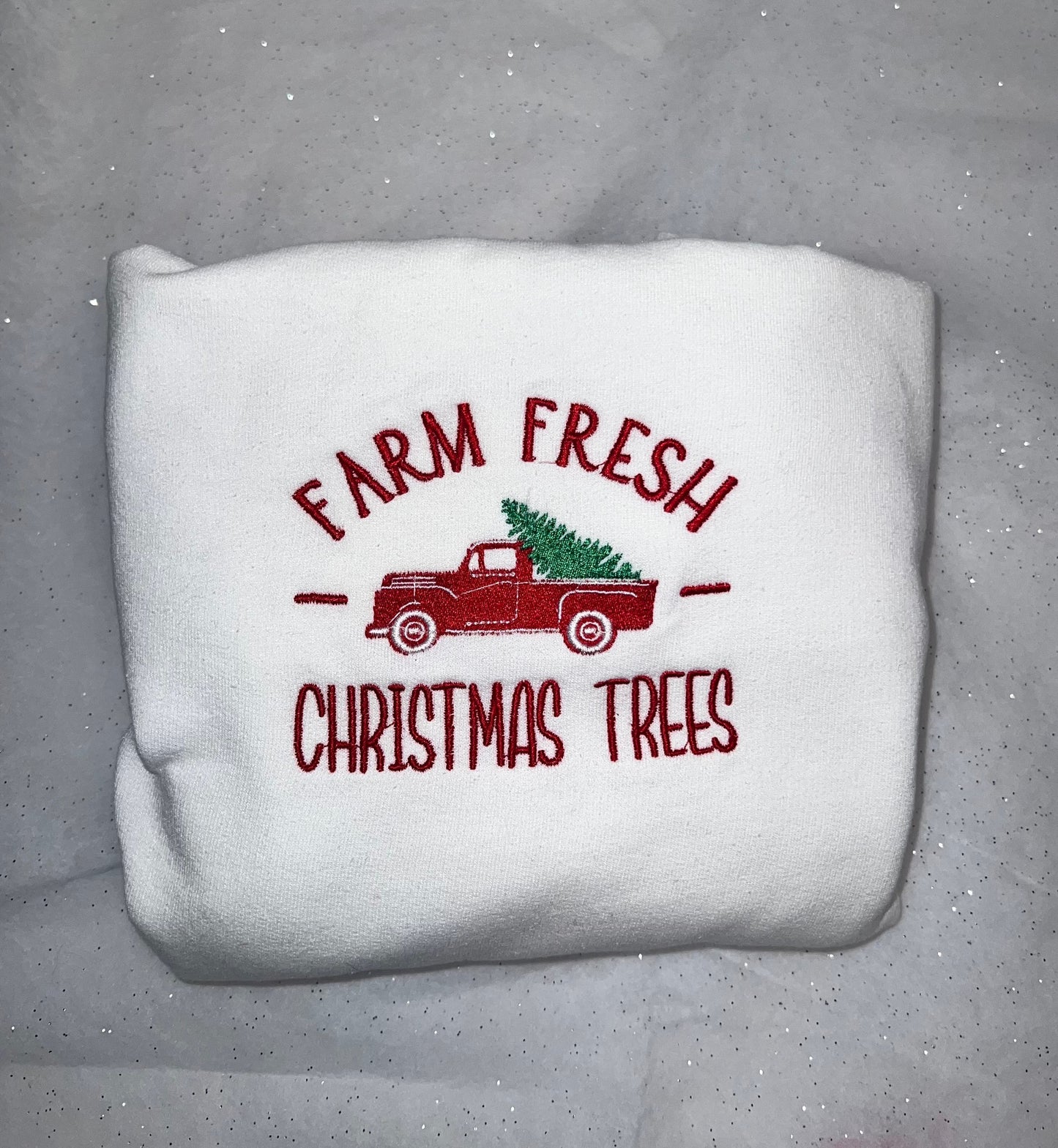 Farm Fresh Christmas Trees Embroidered Sweatshirt