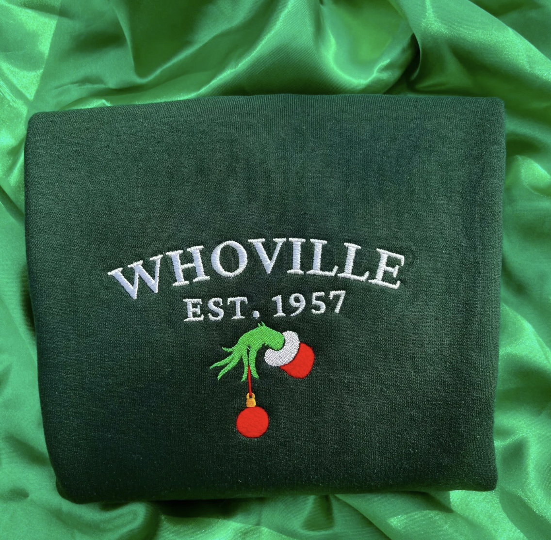 Whoville Grinch University Embroidered Sweatshirt