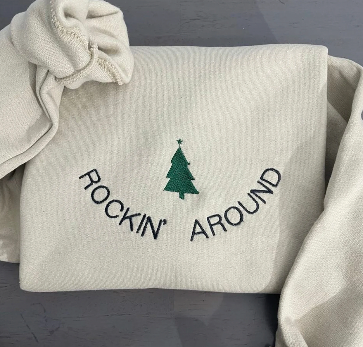 Rockin' Around Xmas tree Embroidered Sweatshirt