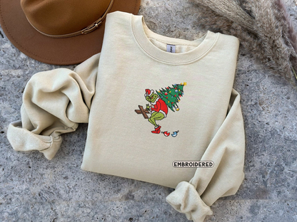 Christmas Grinch Tree Embroidered Shirt