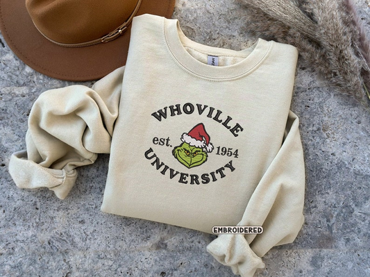 Christmas Crewneck Whoville University Embroidered Sweatshirt