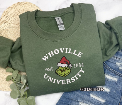 Christmas Crewneck Whoville University Embroidered Sweatshirt