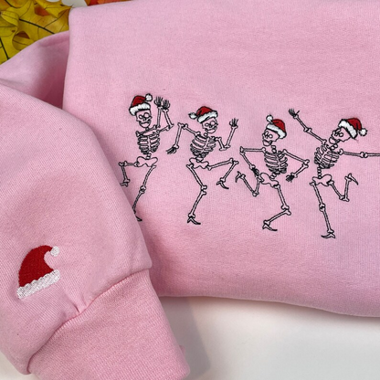 Dancing Skeleton Christmas Embroidered Sweatshirt