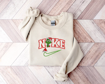 Embroidered Grinch Christmas Sweatshirt