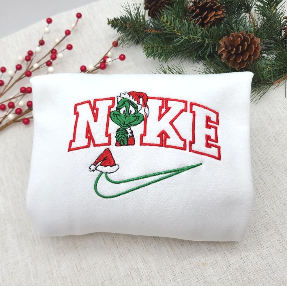 Embroidered Grinch Christmas Sweatshirt