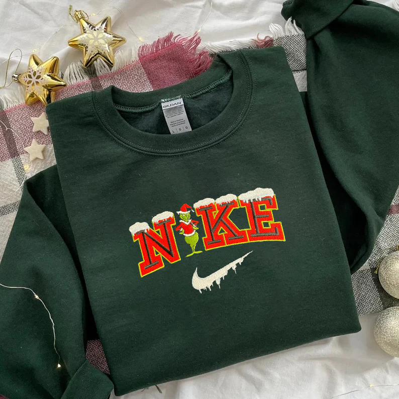 Grinch Christmas Snow Embroidered Sweatshirt