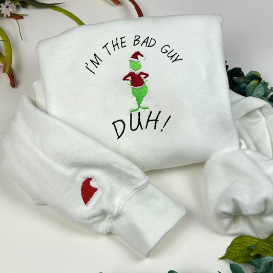 Grinch Merry Xmas Embroidered Sweatshirt