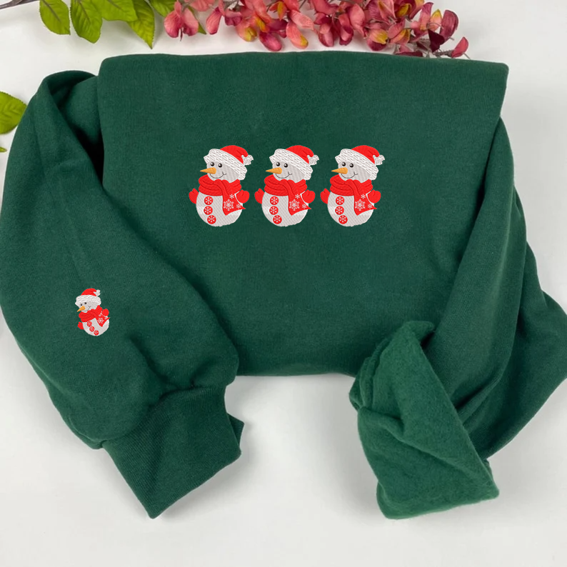 Snowman Christmas Embroidered Sweatshirt