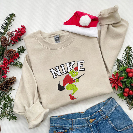 Embroidered Grinch Crewneck