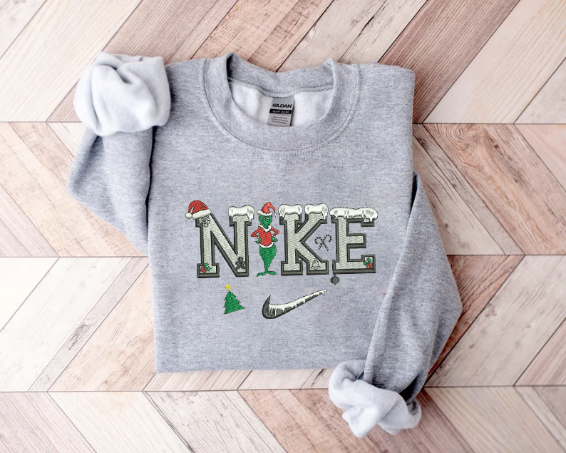 Grinch Snow Christmas Embroidered Sweatshirt