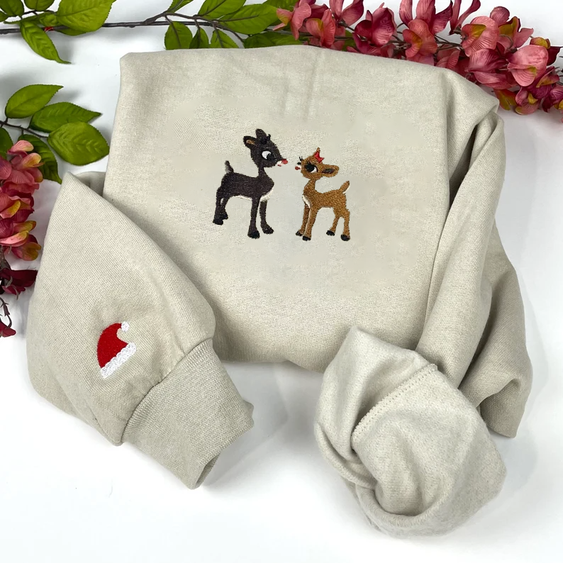 Christmas Rudolph and Clarice Embroidered Sweatshirt