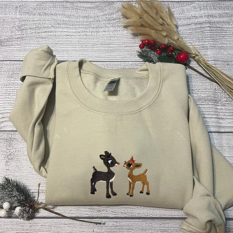 Christmas Rudolph and Clarice Embroidered Sweatshirt