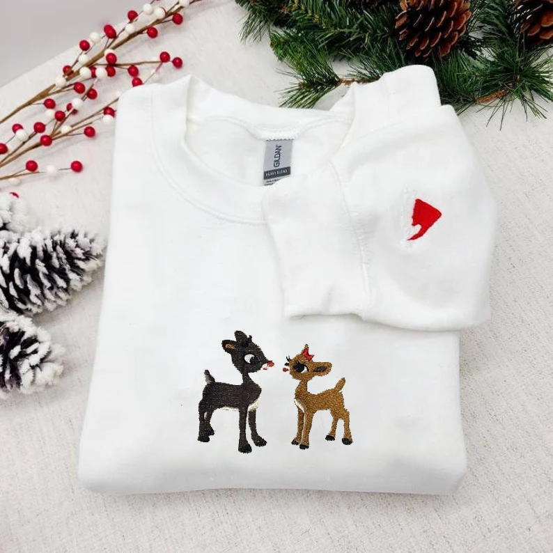 Christmas Rudolph and Clarice Embroidered Sweatshirt