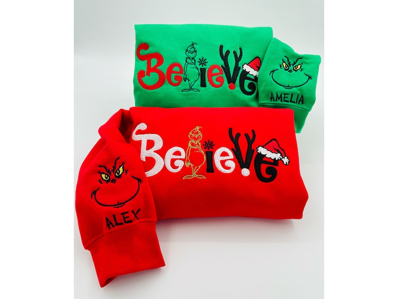 Grinch Believe Embroidered Shirt