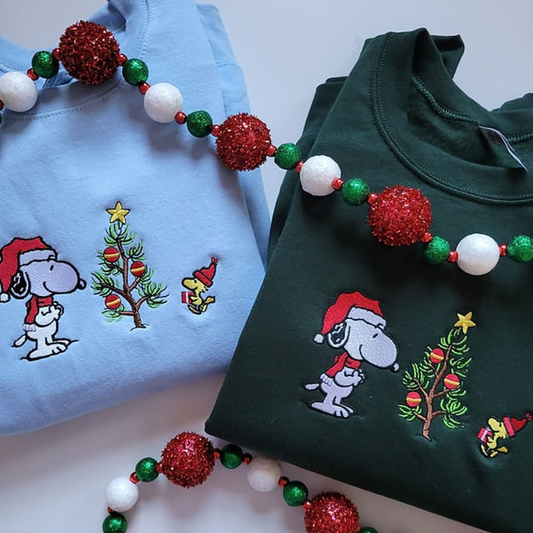 Christmas Snoopy Embroidered Shirt