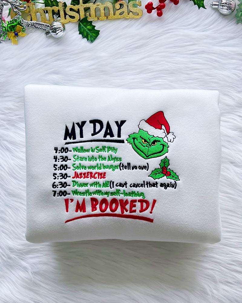 Grinch-inspired Christmas Collection - Embroidered Sweatshirt/Hoodie